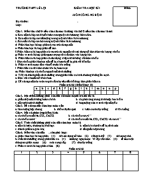 Đề kiểm tra học kì 1 môn Công nghệ Lớp 10 - Trường THPT Lê Lợi